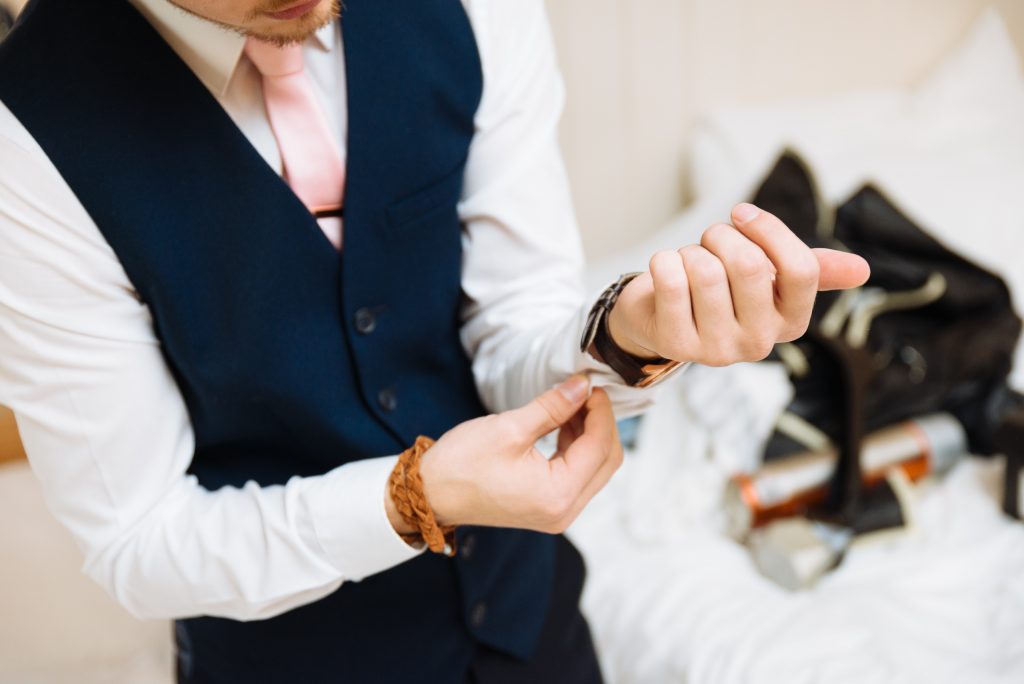 The groom prepares for his wedding.